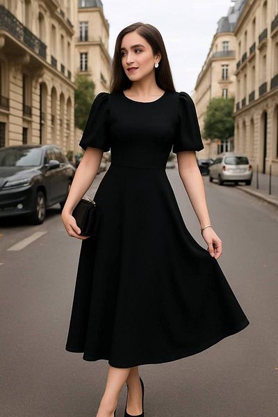 Varyete Balloon Sleeve Flared Evening Dress