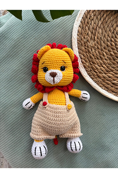 Aia&Co Amigurumi Galatasaraylı Aslan Oyuncak Sarı Kırmızı Uyku Arkadaşı Aslancık