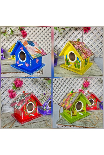 Home 4 adet,16×16×16 cm lik kuş evi,ahşap kuş yuvası, bahçe balkon dekorasyonu