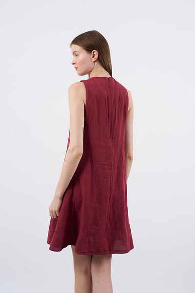 Telablanka Raw Linen Dress_Bordo