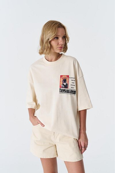 CANMODA Alienation Oversize T-Shirt – 100% Cotton -Stone