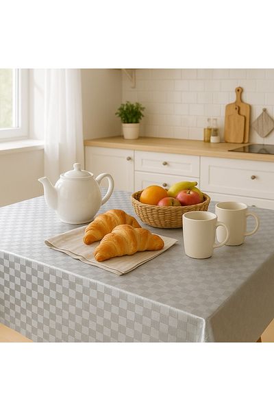 Brava Casa Fata de Masa Quadra Gris Luxe 200×140 cm PVC Anti-Pete Calitativ OEKO-TEX 100
