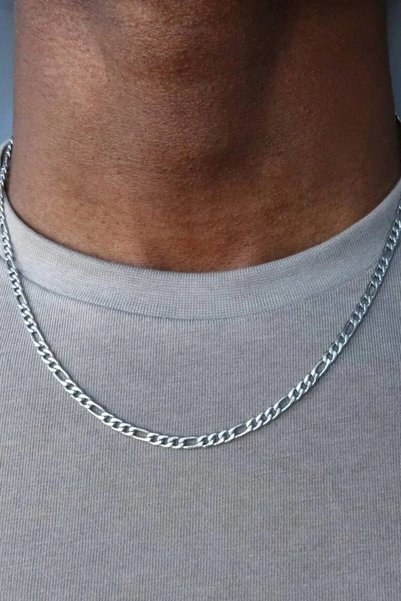GLANZEND To Valentine's Day Figaro Men's Model Steel Non-Tarnish Necklace Chain Necklace 4 mm