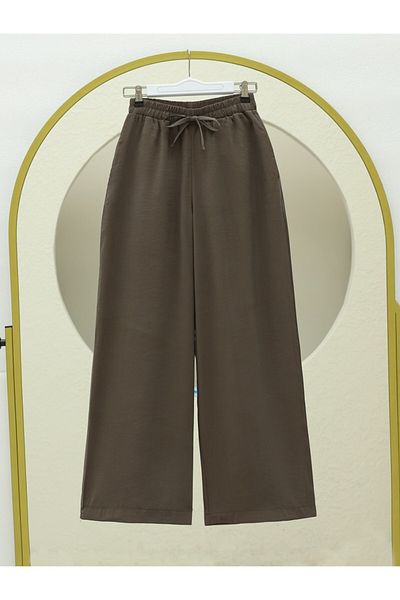 Modamorfo Loose Trousers with Elastic Waist and Lace-Up Wide Legs - Camouflage