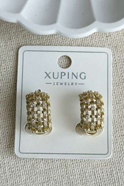 Modacaprea Xuping 14K Taşlı Örme Kadın Küpe – Kararmaz | Kadın Takı Xuping Küpe