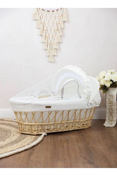 Fun Moment White Moses Basket Baby Crib with Mosquito Net