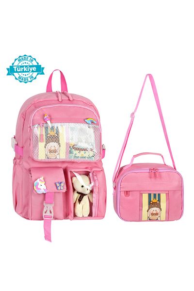 WMİLANO Kawaii Korean Style Elementary School Backpack Girl and Lunchbox Set with Thermos