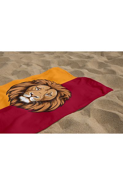 Erays Home Yellow Red Lion Digital Printed Beach Towel Unisex Beach Towel Sea Towel