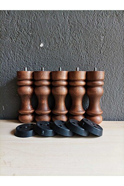 Dijital Bazar DİJİTAL BAZAR 15 *CM*LALE *CEVİZ *5 Lİ -AHŞAP AYAK-TORNA AYAK