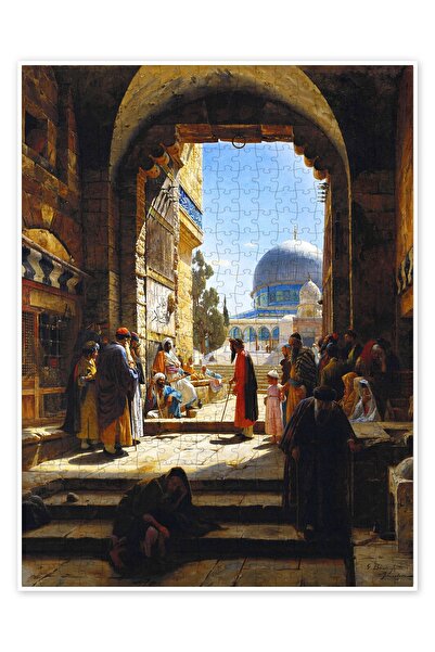 Jeronkarji Tapınak Dağı Girişinde, Kudüs 500 Parça Puzzle Yapboz Şehir Manzara Temalı Hobilik