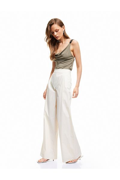 Koton New Season Koton X Sima Tarkan - Wide Leg Palazzo Pants with Pocket and Pleat Detail
