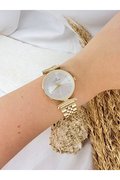 TD TRENDDURAGI Round Gold Inside White Women's Wristwatch