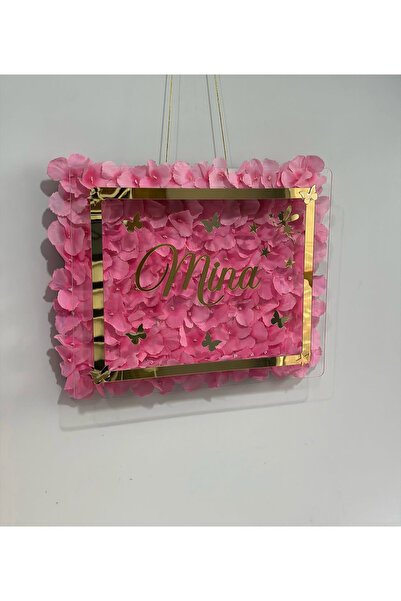 renkli mi renkli tasarım dünyası Çiçekli pleksi gold bebek kapı süsü isimli y...