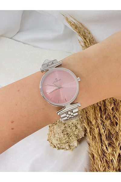 TD TRENDDURAGI Round Silver Inside Pink Women Wrist Watch