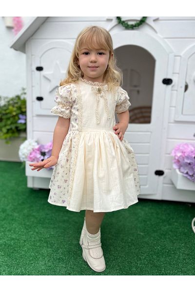 Pinkitokids Alara Brooch Detailed Girl's Dress
