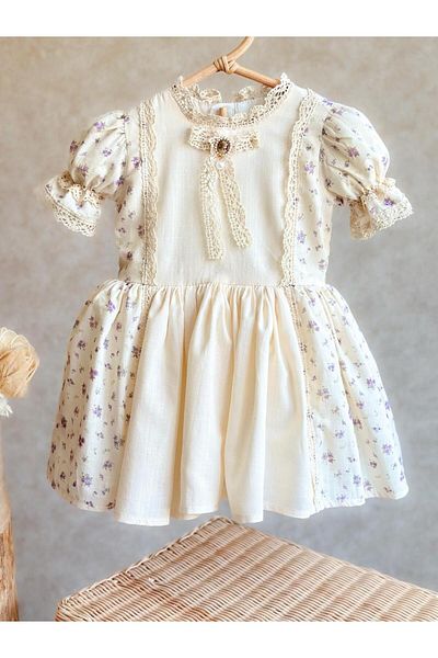 Pinkitokids Alara Brooch Detailed Girl's Dress