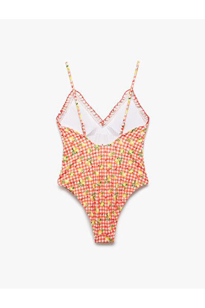 Koton Gingham Lemon Patterned Ruffle Detailed Slim Fit