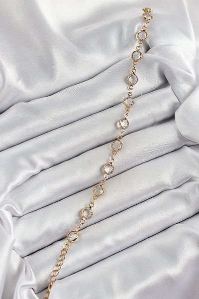 Clariss Brass Gold Color Zircon Stone Women's Bracelet