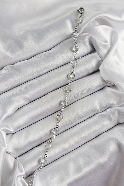 Clariss Brass Silver Color Zircon Stone Bracelet