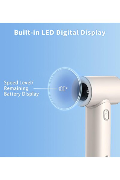 Generic 5000mAh Handheld Turbo Fan 5 Speed Rechargeable Portable Fan w/ LED Display USB Desk Fan