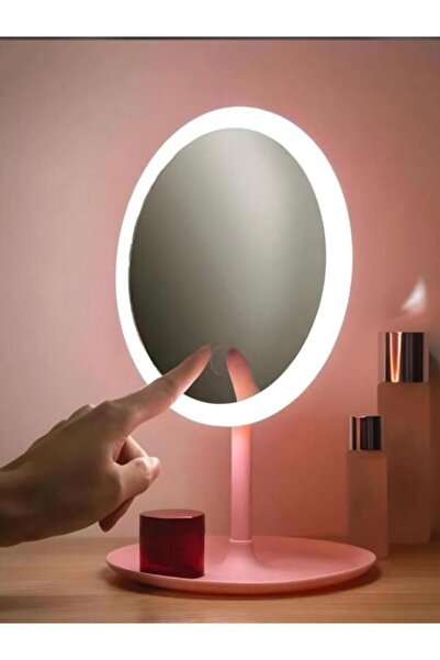 Acarlar Ticaret Dokunmatik Led Işıklı Yuvarlak Masaüstü Makyaj Aynası 3 Modlu