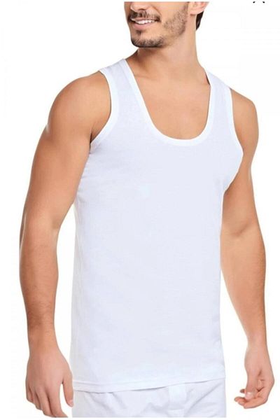 SİERNA Nazar Star Strap White Men's Undershirt 100% Cotton Srn-001489