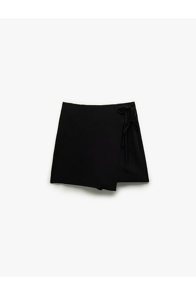Koton Nou sezon Fusta mini pantaloni scurți cu detaliu de șireturi din amestec de in