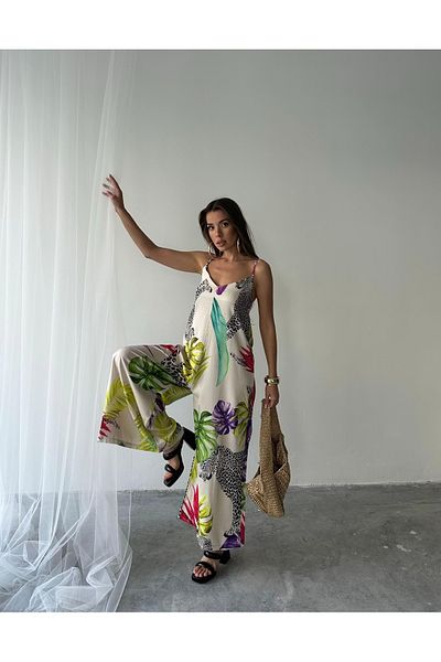 dshee woman Tropical Pattern Jumpsuit