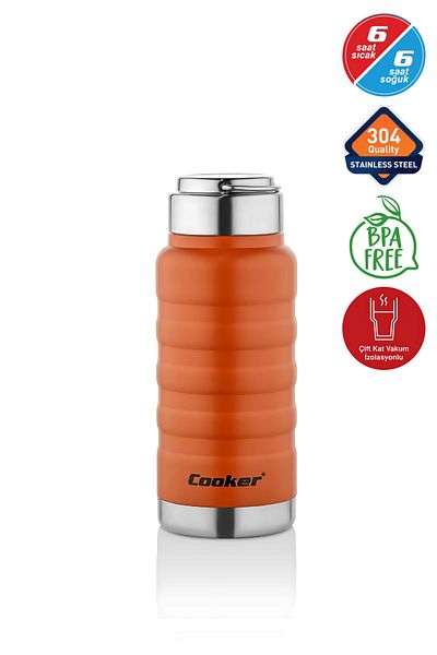 Yaren Style 400 ml Orange Stainless Steel Thermos – for Water, Soft Drinks, Tea |   Camping, School, Picnic, Serving & Catering
