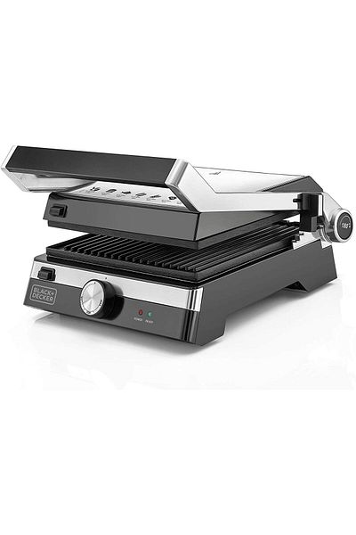 Black&Decker BLACK+DECKER Family Health Grill with 180° Hinge, 2000W, 1500cm² BBQ Area