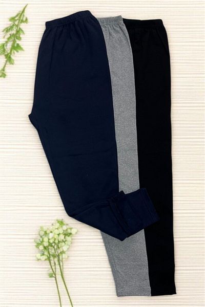 SİERNA 3Pcs Unisex Anthracite Winter Leggings Hooded Comfortable Soft Mesh Thick Underwear Leggings Srn-004370