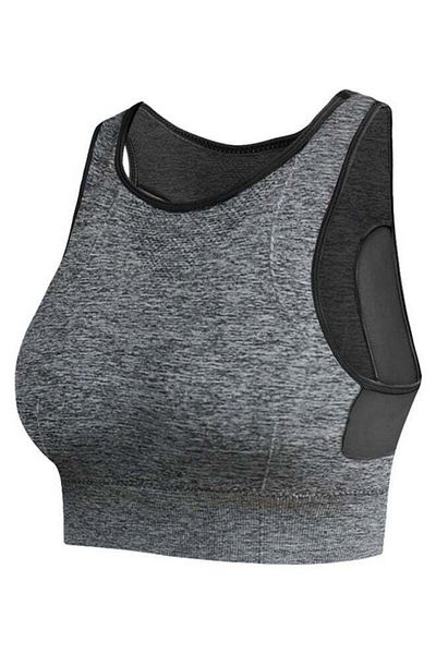 fun zone Quick Dry Shockproof Splice Sports Bra Grey