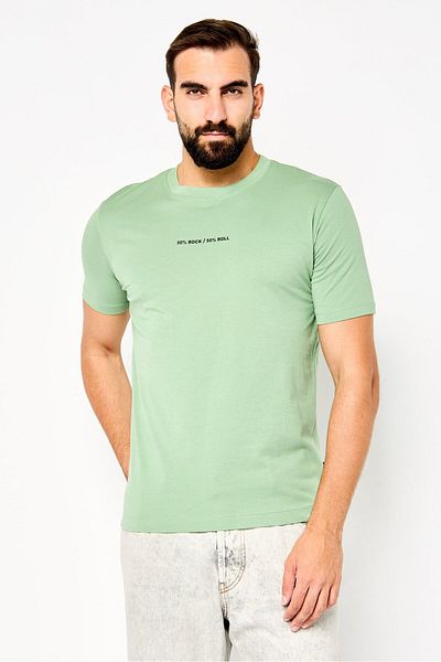 John Richmond Men Crew Neck Short Sleeve Graphic Print T-shirt, Dark Sage