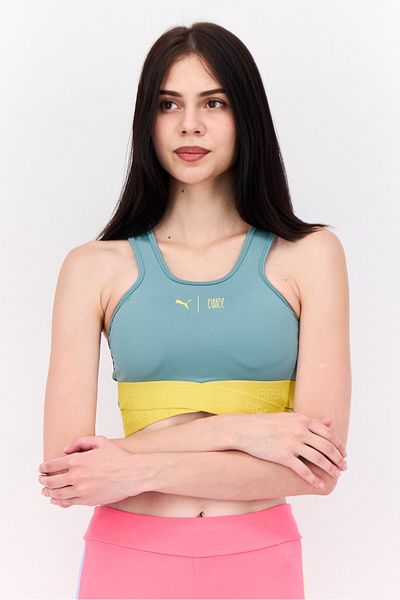 Puma x First Mile Women Brand Logo Non Padded Sport Bra, Sage Green