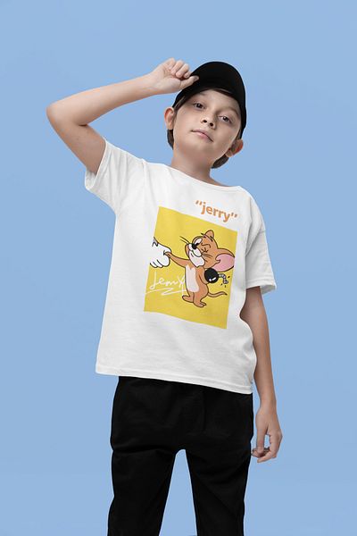 SEVBANO Tricou unisex cu desene animate Tom și Jerry cu imprimeu Jerry pentru copii (vârsta 1-12)