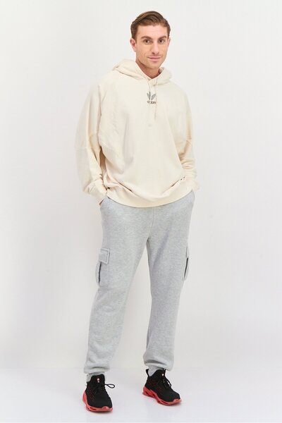 adidas Men Sportswear Fit Brand Logo Long Sleeves Outdoor Sweatshirt, Ivory