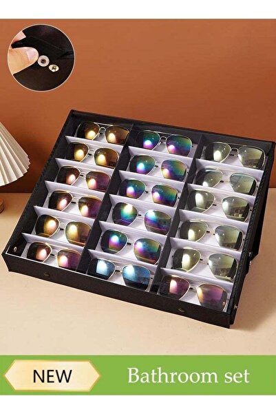 DOMEET 18 Slot Sunglasses Organizer Box, Multiple Eyeglasses Eyewear Stand Di...