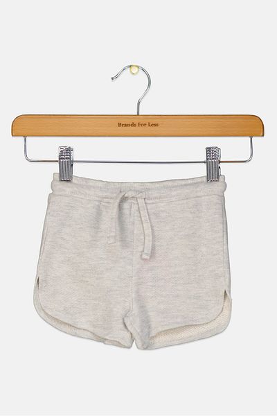 Fox Toddlers Girl Mettalic Drawstring Basic Shorts, Light Grey