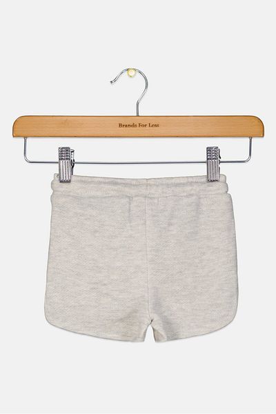 Fox Toddlers Girl Mettalic Drawstring Basic Shorts, Light Grey