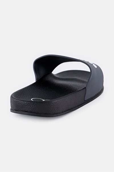 Ocean Pacific Men Brand Logo Slip On Slides, Dark Grey