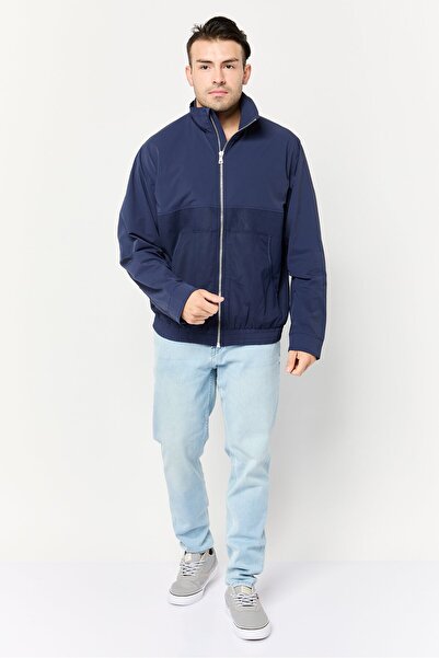 Esprit Men Solid Windbreaker Jackets, Navy