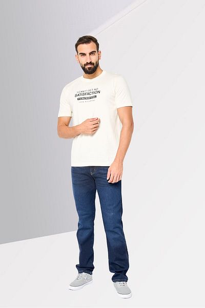 John Richmond Men Crew Neck Short Sleeve Graphic Print T-shirt, Cream