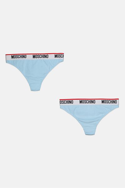 Moschino Women 2 Pieces Brand Logo Briefs, Light Blue
