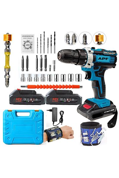 Generic APF® Impact Drill 50Nm, 21V, 2xBatteries, Transport Box + Magnetic Bracelet + Magnetic Bit