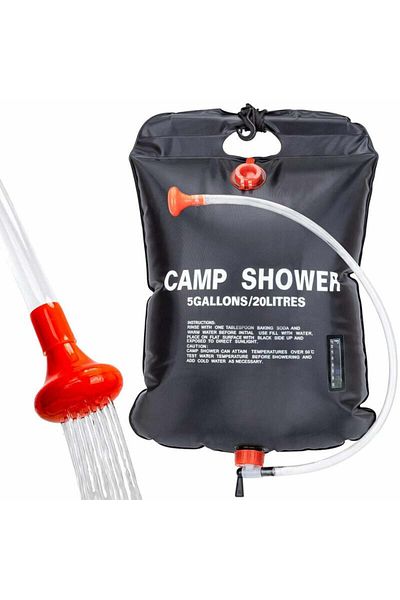 Generic Tovbmup portable solar shower, 20L capacity, solar absorption heating, black, 60x40cm