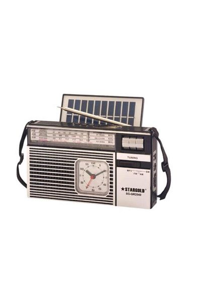 Generic STARGOLD Solar-Powered FM/AM/SW Radio with Bluetooth, USB/TF Player, Clock & 2000mAh Battery