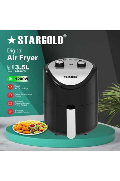Generic STARGOLD 3.5L Oil-Free Air Fryer with Hot Air Circulation, Timer & Power Indicator – 1200W