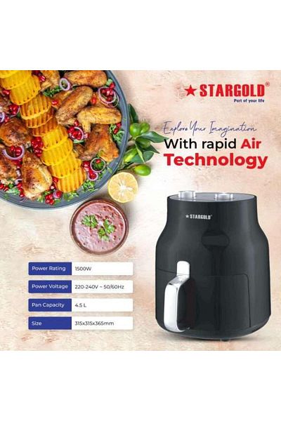 Generic STARGOLD 4.5L Electric Air Fryer with Temperature Control – 1500W Large Capacity Oil-Free Cooking