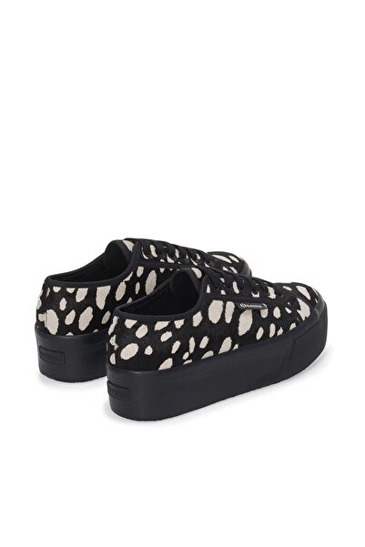 Superga 2790 Dk Dalmatian Ponyhair Kadın Siyah Bileksiz Sneaker