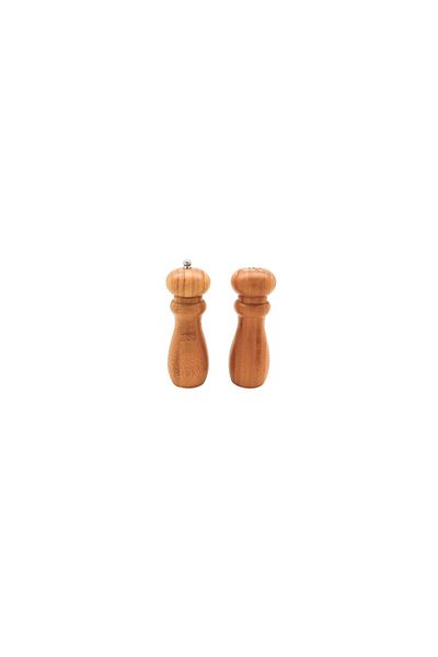 Bien Servi 2-Piece High Quality Bamboo Seasoning Pot Set Brown